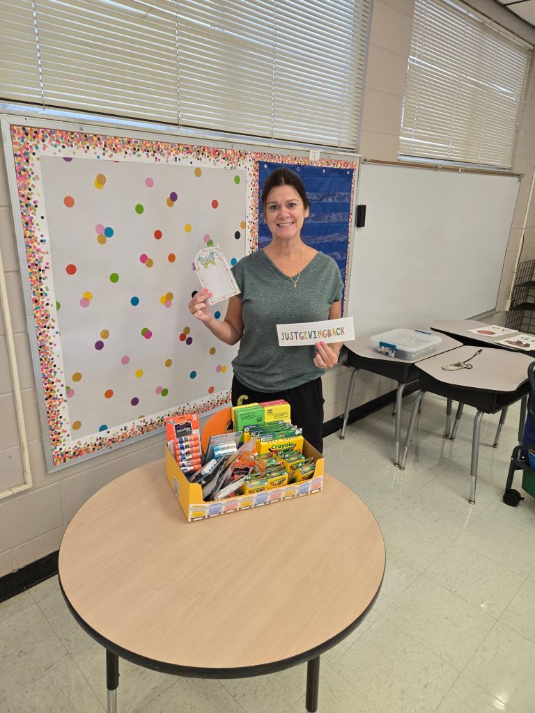 Ms. Miller appreciates all the school supplies we supplied to KG